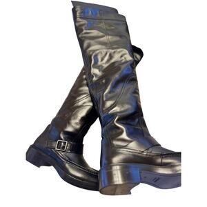 2025 YSL Joe Over-The-Knee Boots in Smooth Leather (Black / Nero; Size 45)